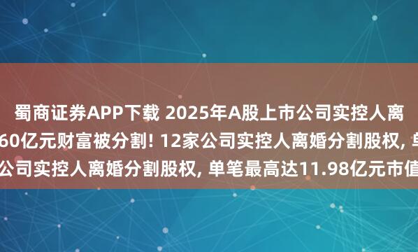蜀商证券APP下载 2025年A股上市公司实控人离婚“分手费”全景: 近60亿元财富被分割! 12家公司实控人离婚分割股权, 单笔最高达11.98亿元市值